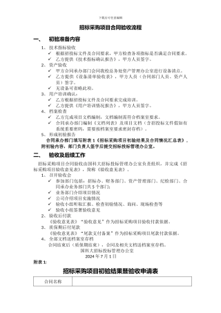 招标采购项目合同验收流程