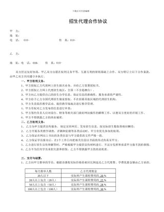 招生代理合作协议模板