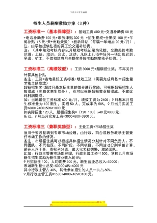 招生人员薪酬激励方案