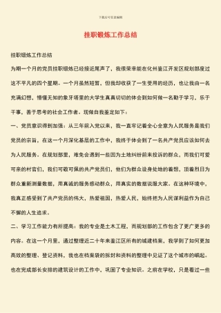 挂职锻炼工作总结