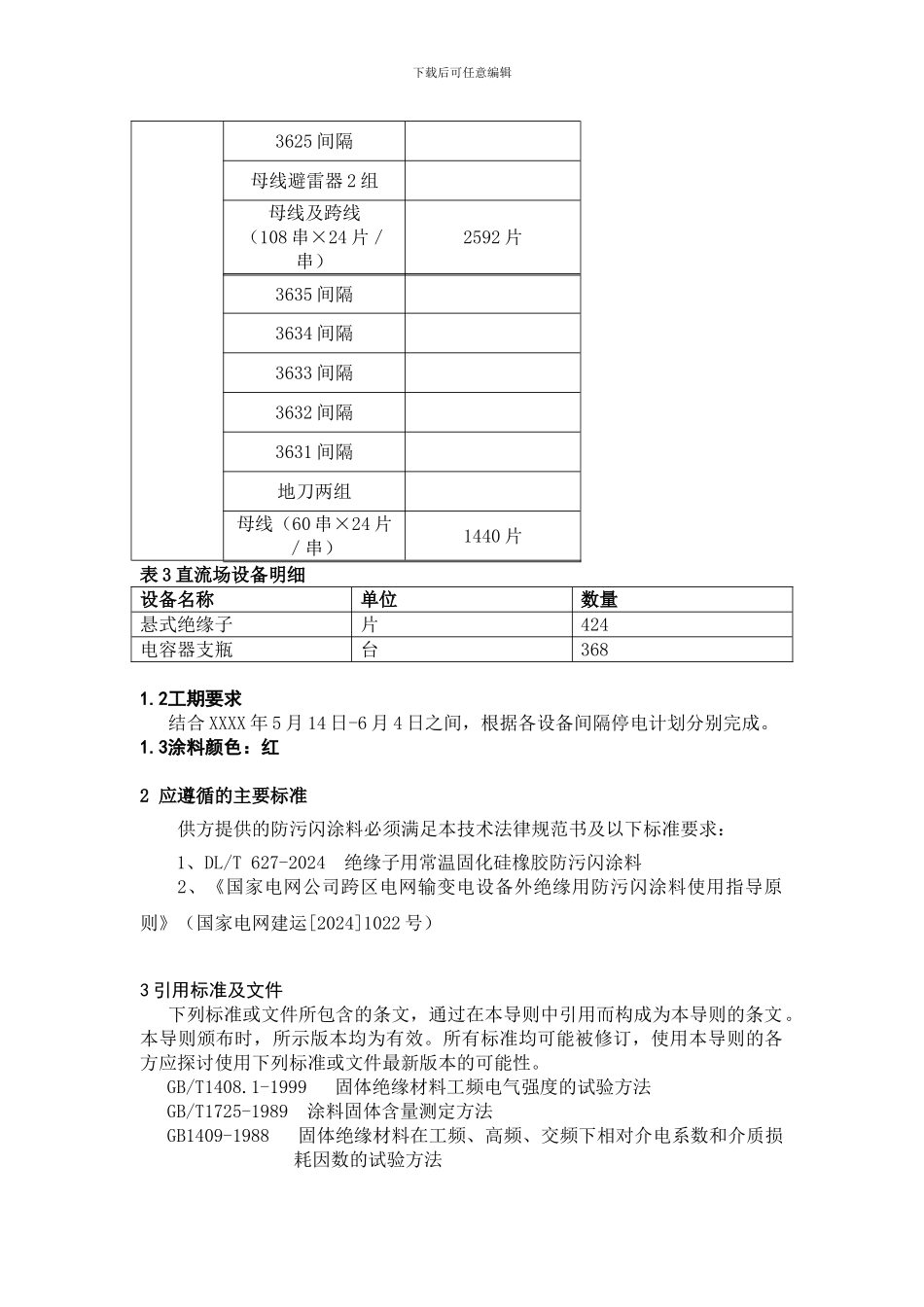 换流站330kV串内设备喷涂防污闪PRTV涂料招标技术规范技术协议_第3页