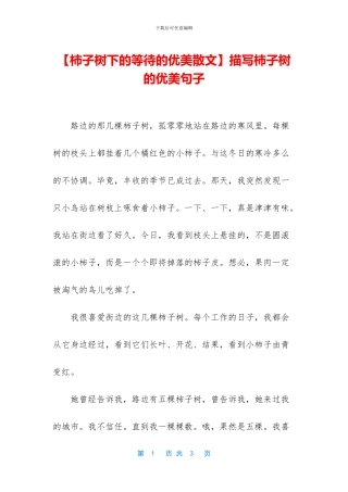 描写柿子树的优美句子(1)