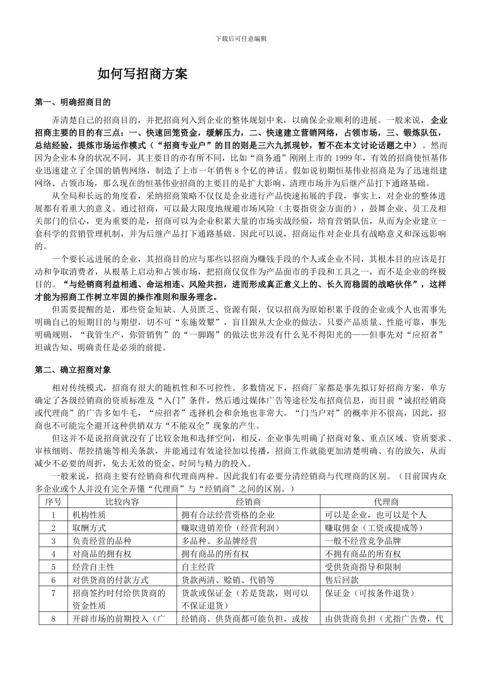 整理-如何写招商方案_第1页