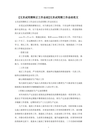 文员试用期工作总结范文(1)