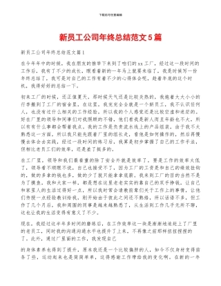 新员工公司年终总结范文5篇