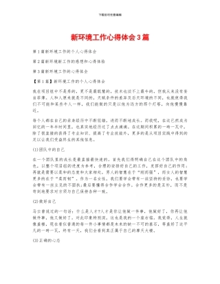 新环境工作心得体会3篇