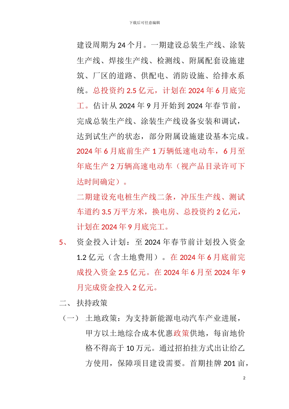 新能源电动汽车生产项目合作协议书_第2页