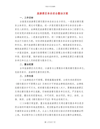 旅游景区食品安全整治方案