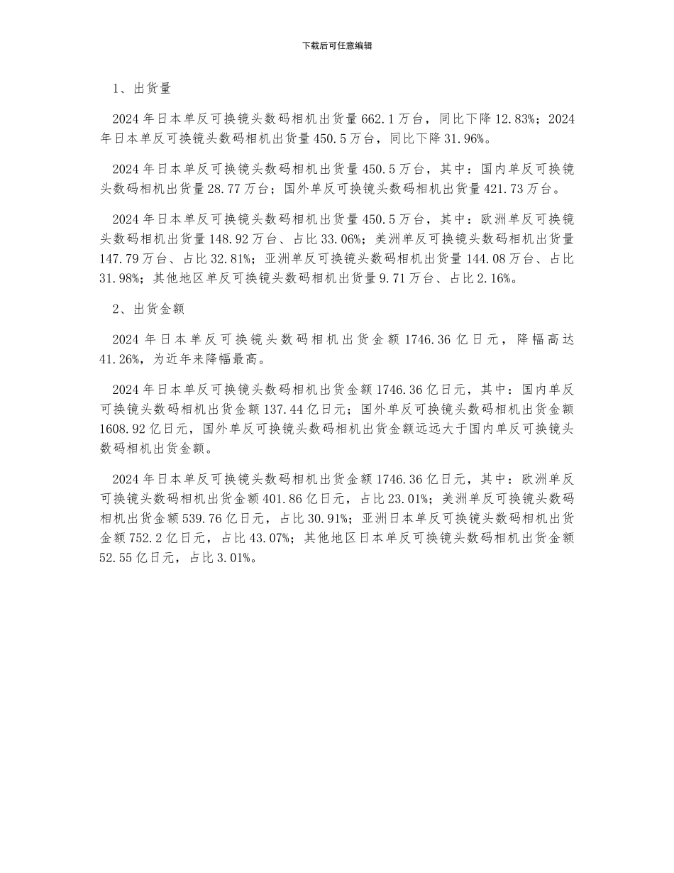 日本单反可换镜头数码相机产量、产值及出货情况_第2页