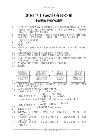 朝阳电子人力资源项目岗位绩效考核作业指引