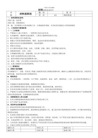 材料部职权说明书