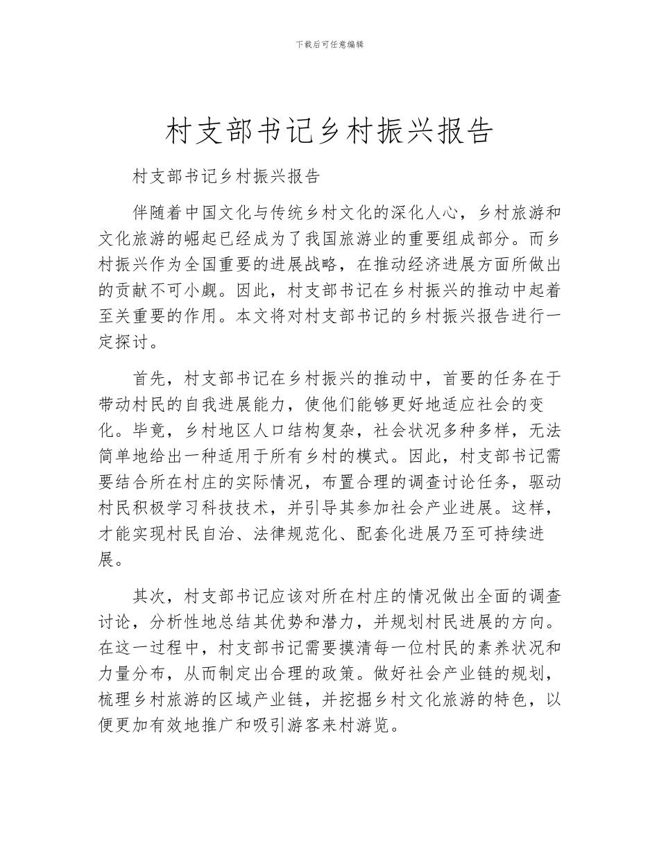 村支部书记乡村振兴报告_第1页