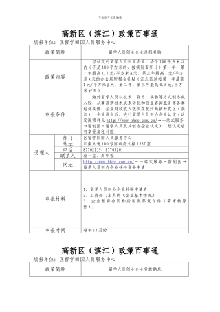 杭州滨江高新区政策百事通