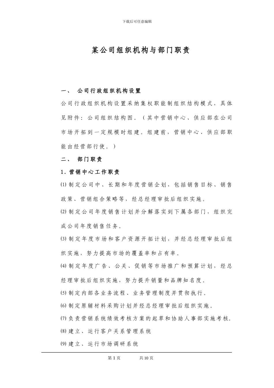 某公司组织机构与部门职责_第1页