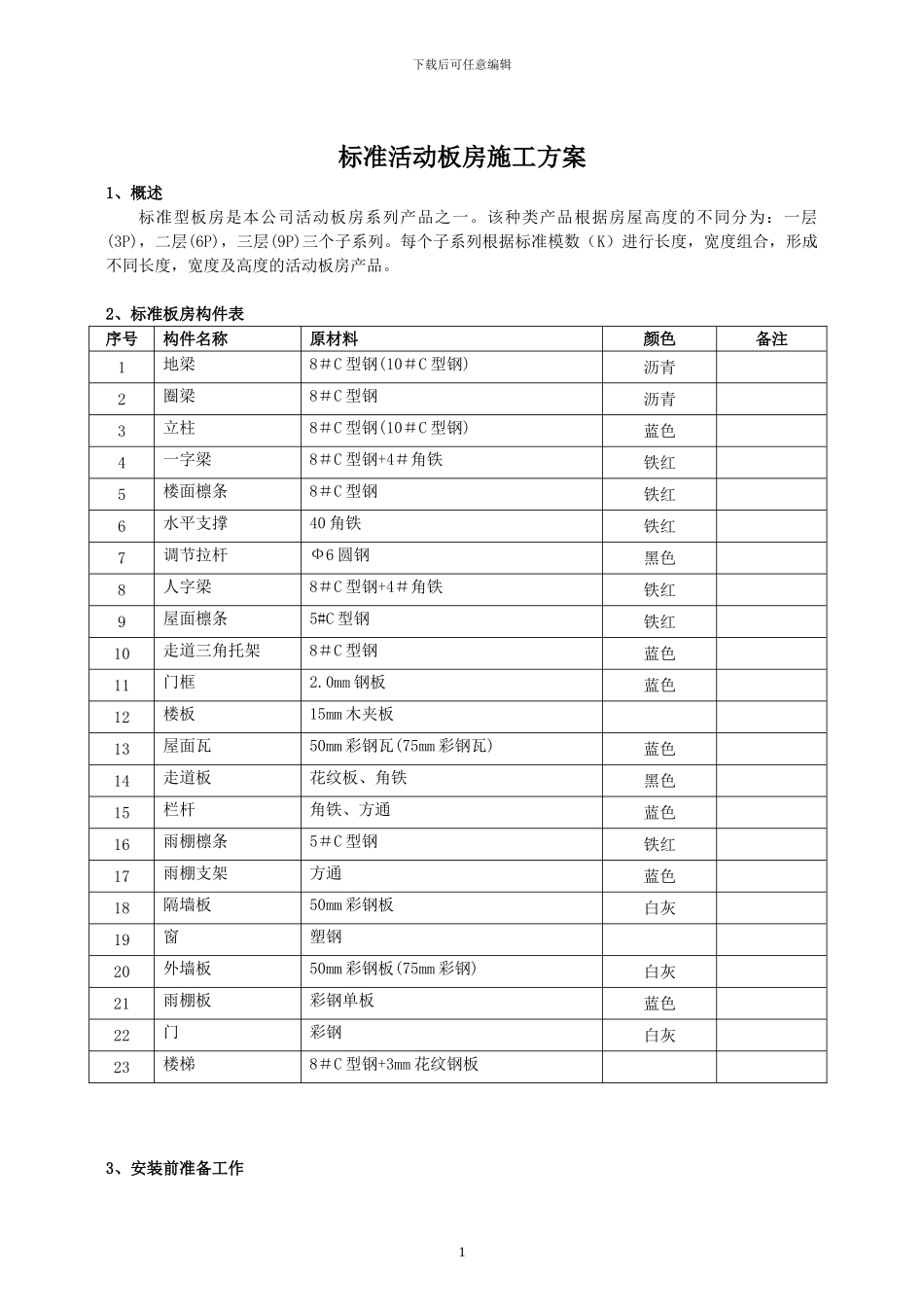 标准活动板房施工方案_第1页