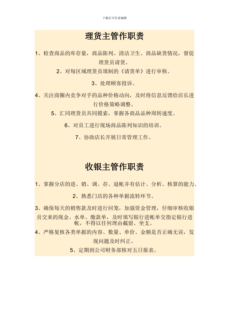 标准超市门店岗位职责_第2页