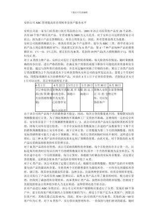 案例6--安科公司ABC管理提高库存周转率及客户服务水平