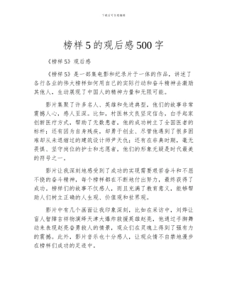 榜样5的观后感500字