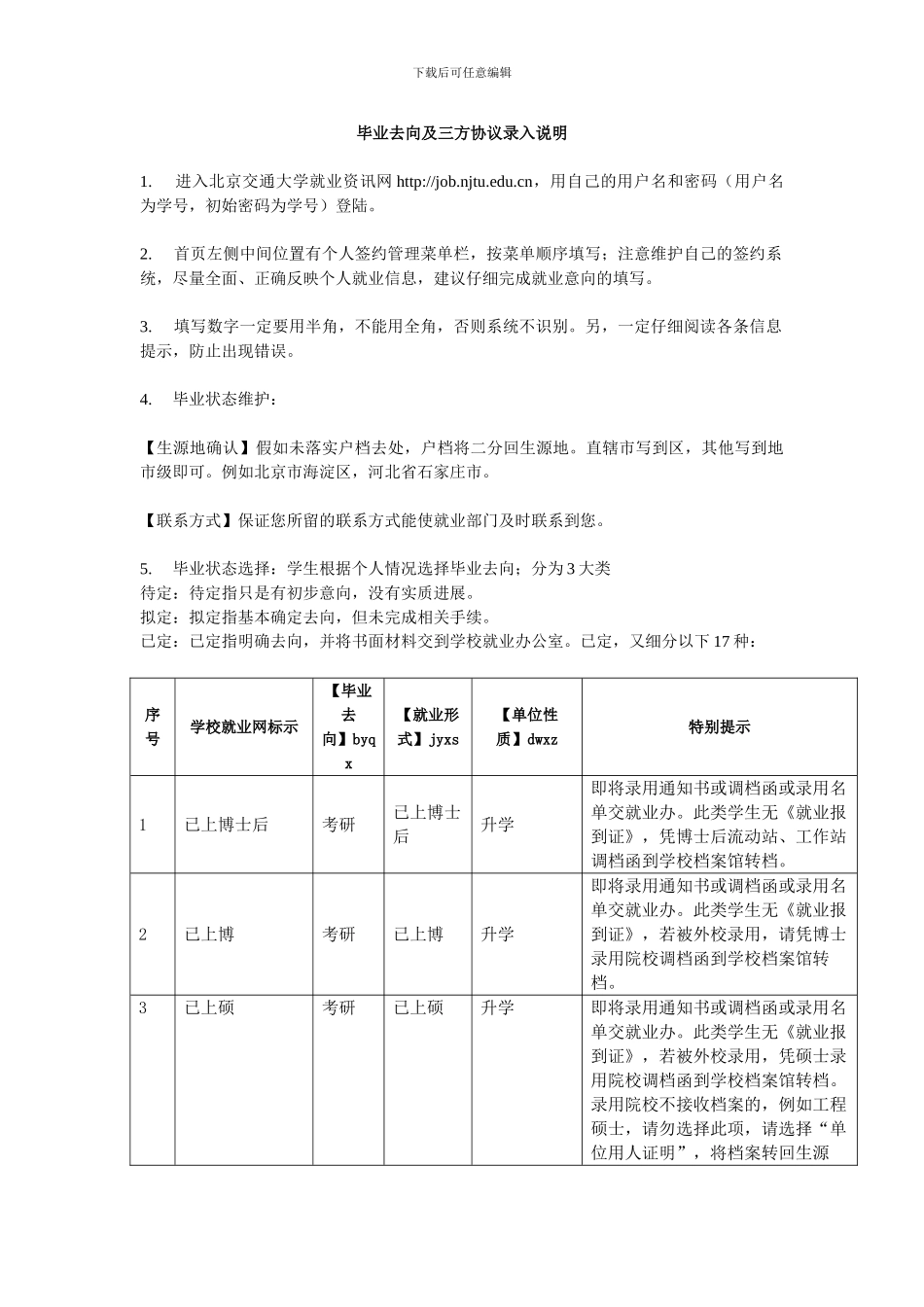 毕业去向及三方协议录入说明_第1页