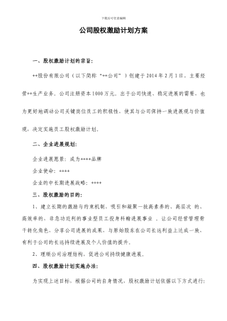 民营股份公司股权激励方案