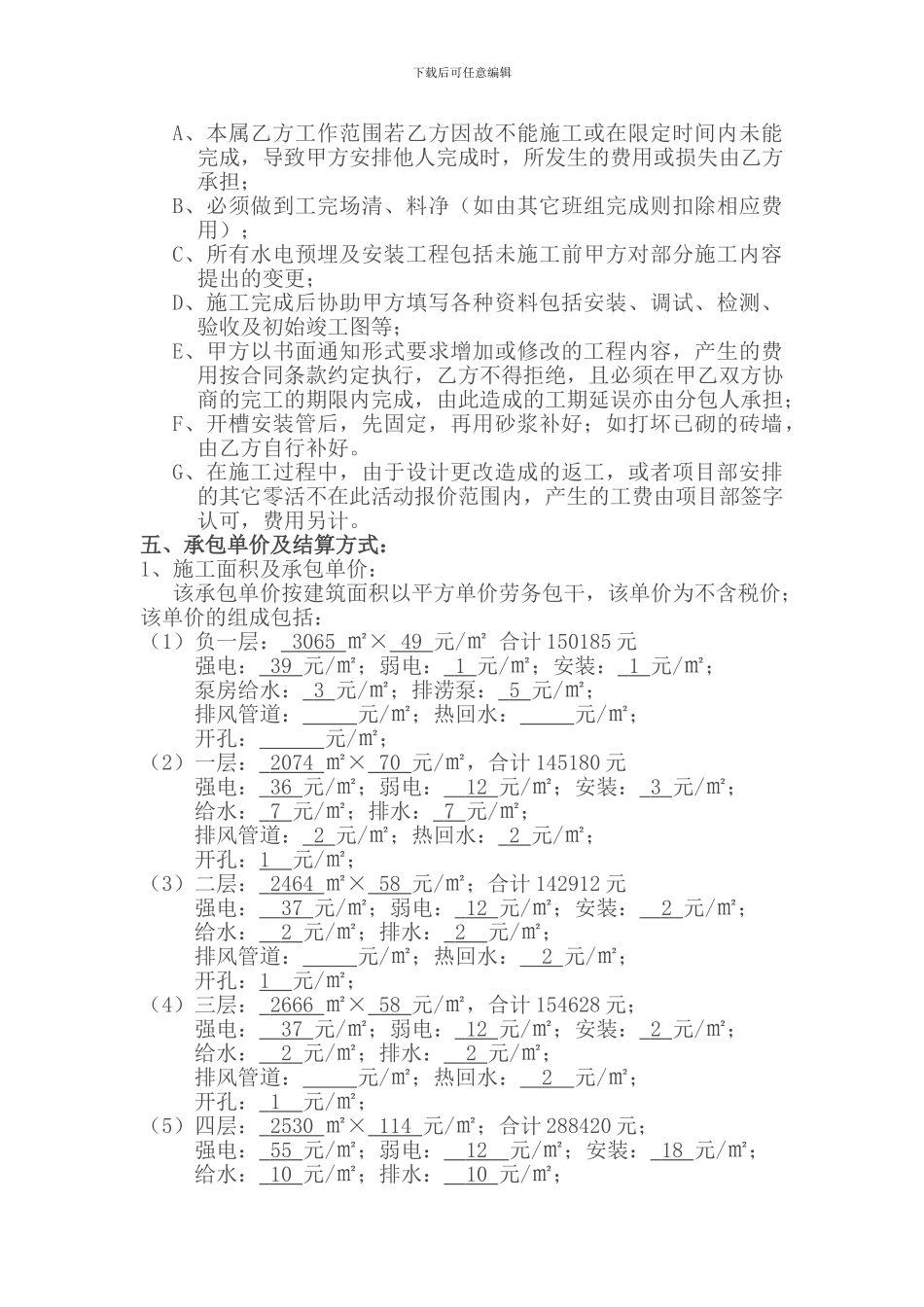 水电安装工程施工劳务分包合同-_第2页