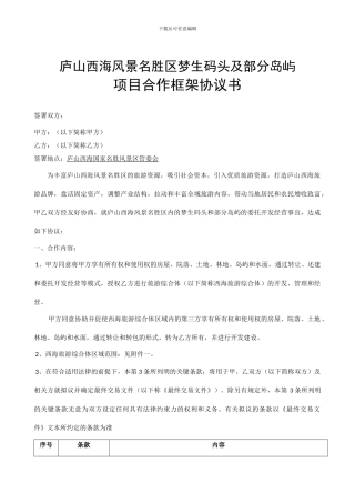 江西庐山西海景区与政府框架协议-20241011