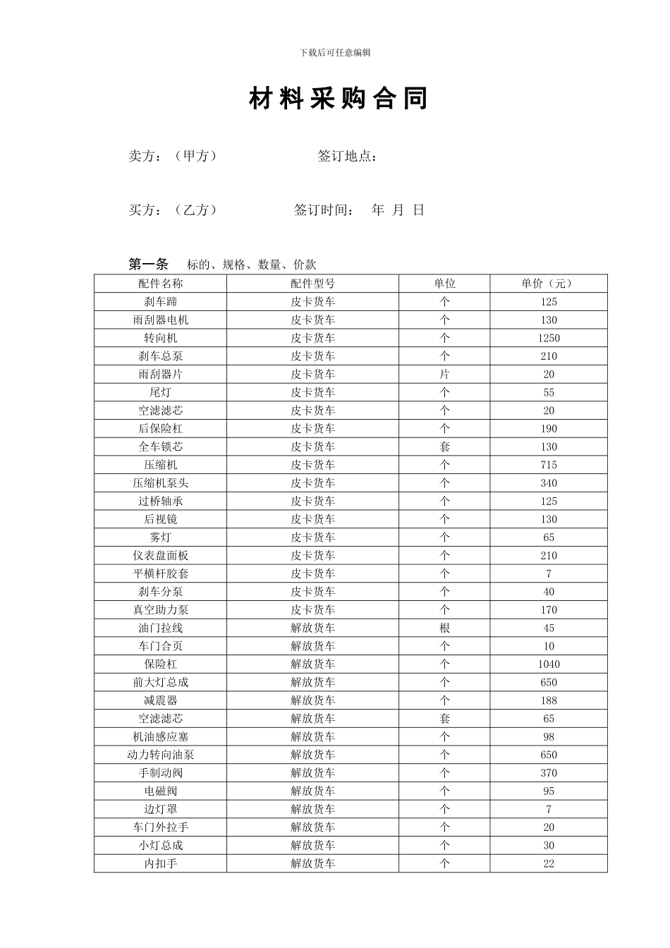 汽车材料采购合同_第1页