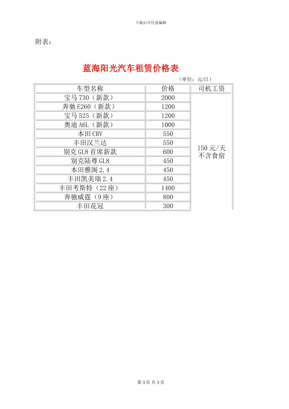 汽车租赁合同(单位与单位)_第3页
