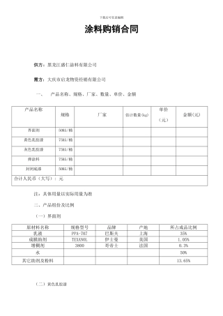 油漆涂料购销合同