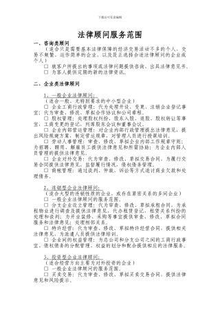 法律顾问服务范围