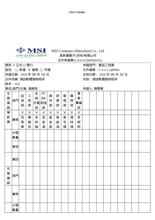 测试软体管制程序