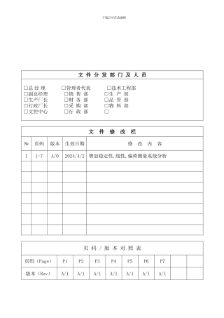 测量系统分析程序MSA