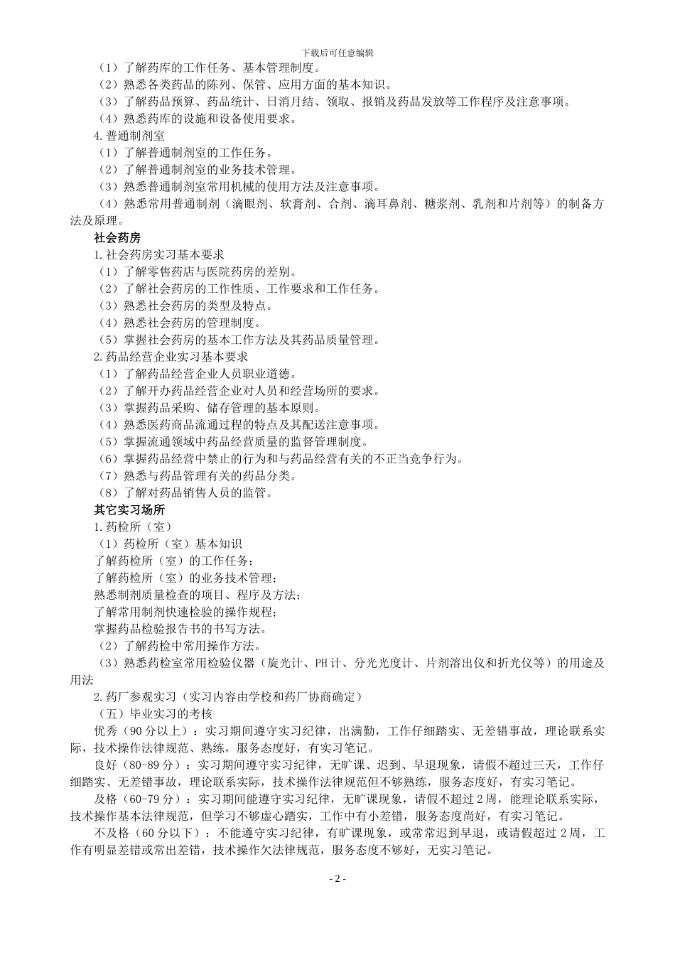 海南电大2024年秋开放教育专科药学专业集中实践环节教学实施方案_第2页