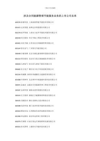 涉及合同能源管理节能服务业务的上市公司名单