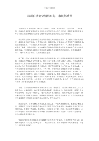 深圳自助仓储悄然兴起-市民都喊赞
