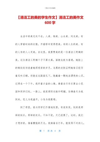 清洁工的美作文600字(1)