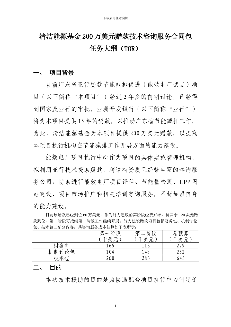 清洁能源基金200万美元赠款技术咨询服务合同包_第1页