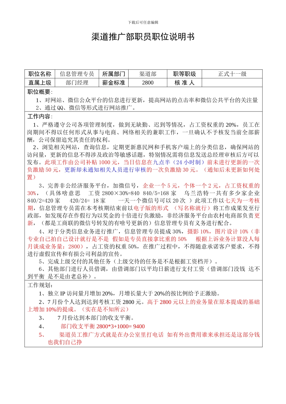 渠道部门职责考核_第1页