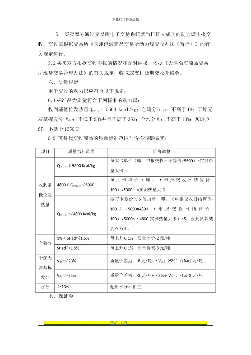 渤海商品交易所动力煤现货电子交易合同_第2页