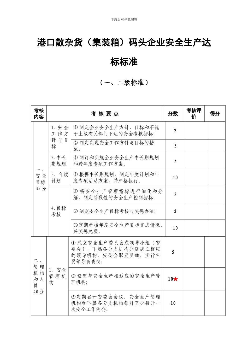 港口散杂货码头企业安全生产达标标准(一二级)(陈)_第1页