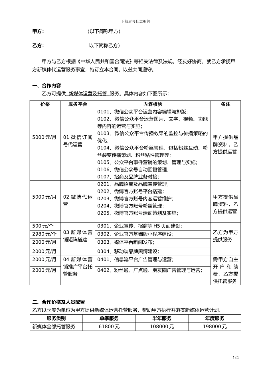 湖南晟纳达新媒体代运营协议_第2页