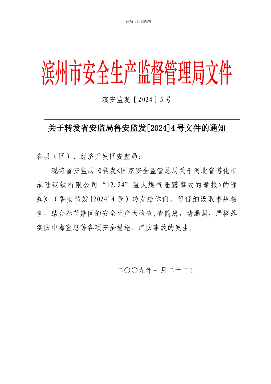 滨州市安全生产监督管理局文件._第1页