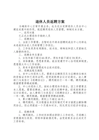 退休人员返聘方案