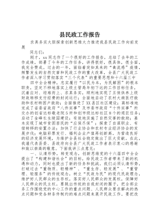 县民政工作报告