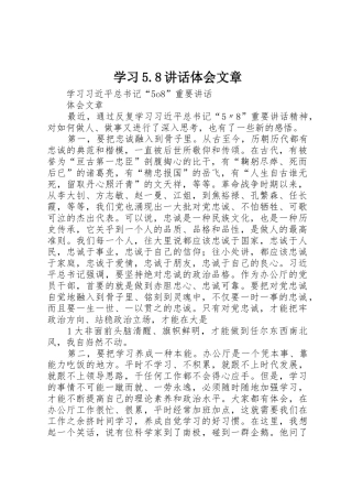 学习5.8讲话体会文章