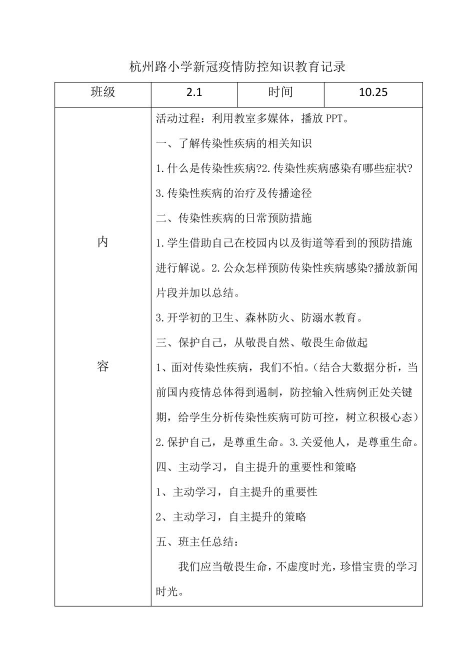 新冠疫情防控知识教育记录_第2页