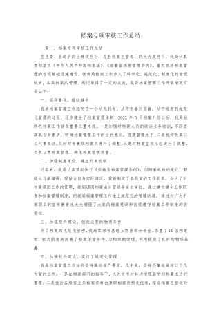 档案专项审核工作总结