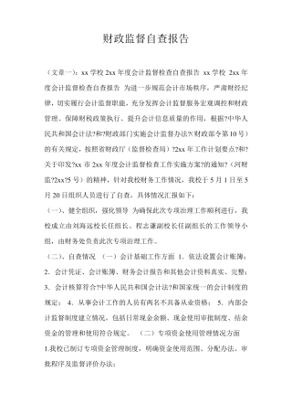 财政监督自查报告