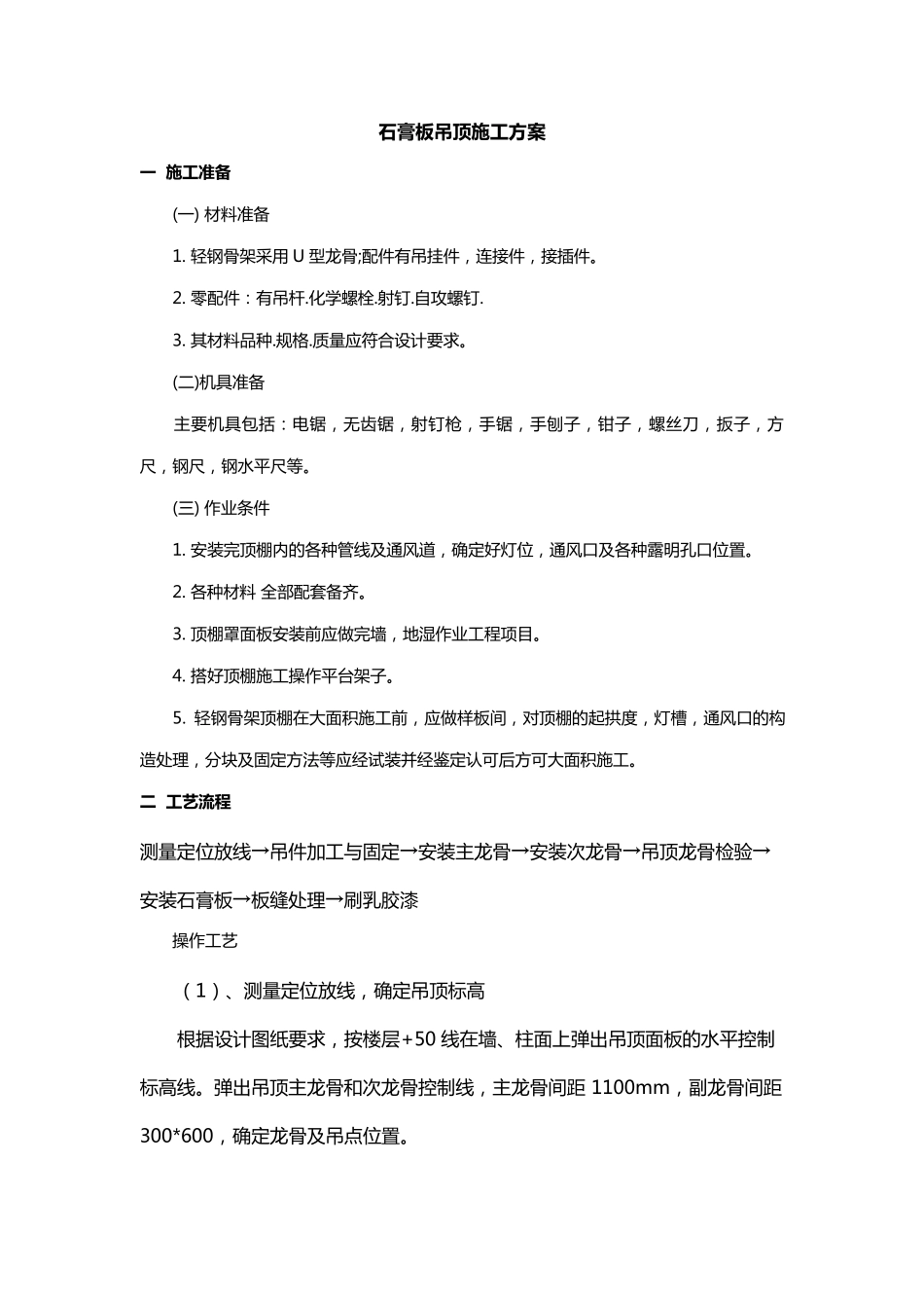 轻钢龙骨双层石膏板吊顶施工方案_第2页