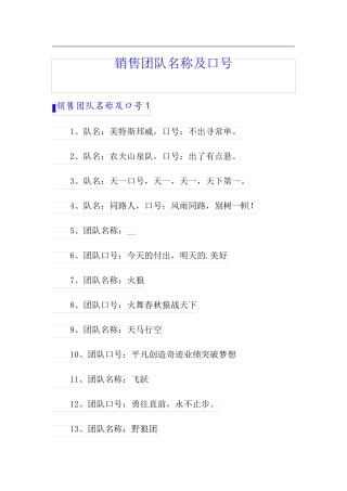 销售团队名称及口号